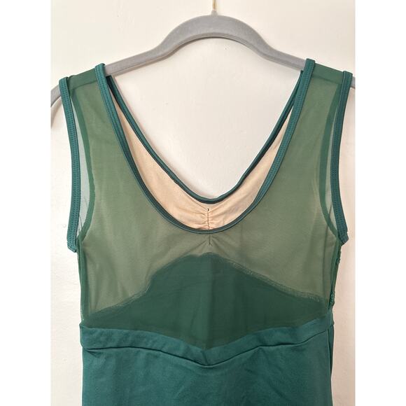 New Suffolk Embroidered Mesh Green Tank Leotard L - Picture 5 of 6
